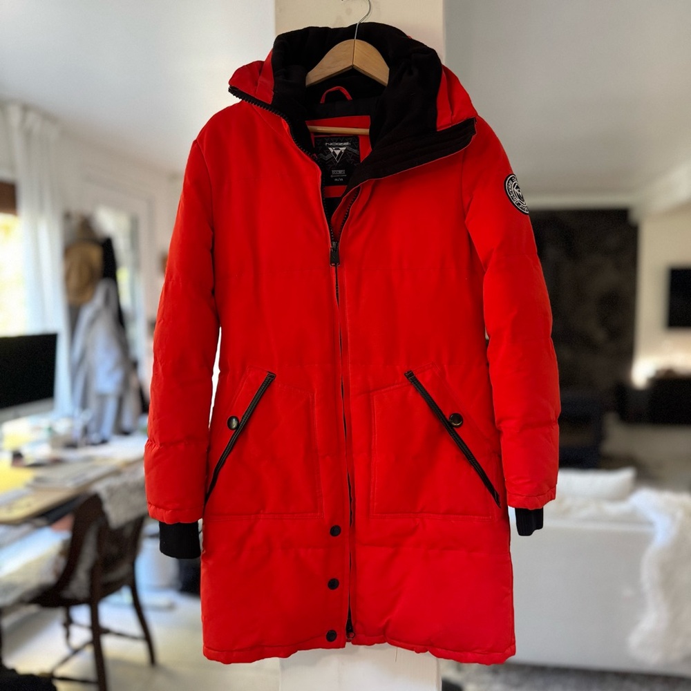 Noize Vibrant Red Hooded Puffer Coat